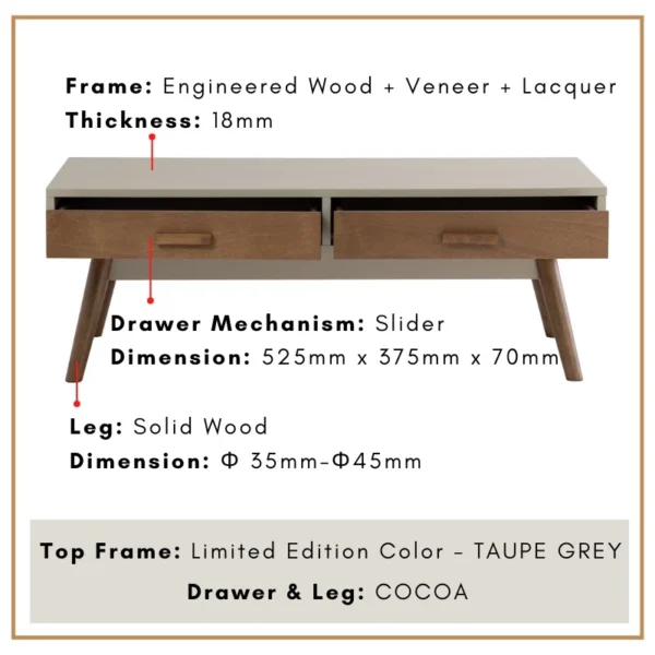 7a842e9927dd3ab79fa1d7f82d889a30.webp BAILEY Coffee Table With Drawer L120cm W60cm H45cm