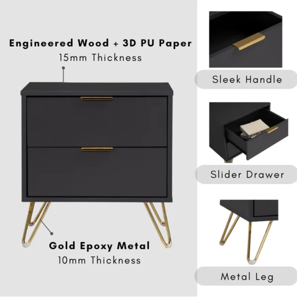 VOLOS Side Table With Drawer L48cm W40cm H50cm