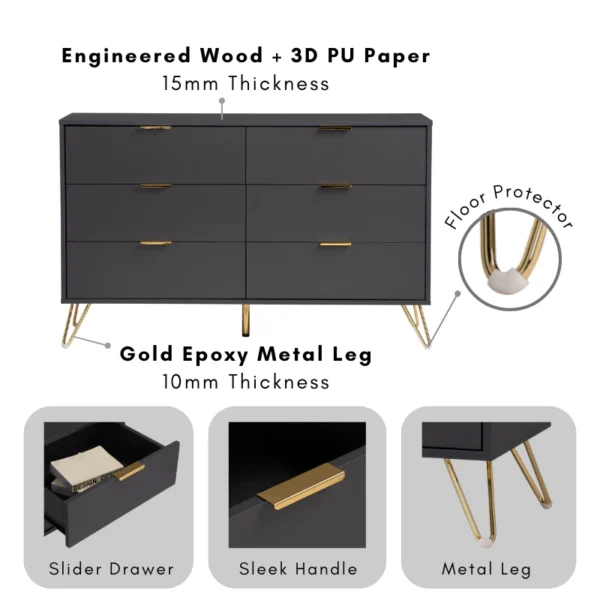 VOLOS Sideboard With Drawer L120cm W40cm H74.5cm