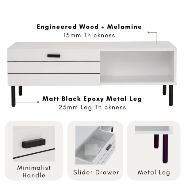 KOTKA Coffee Table With Drawer L110cm W55cm H38.5cm