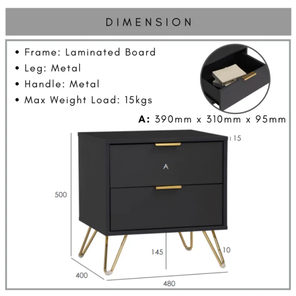 VOLOS Side Table With Drawer L48cm W40cm H50cm