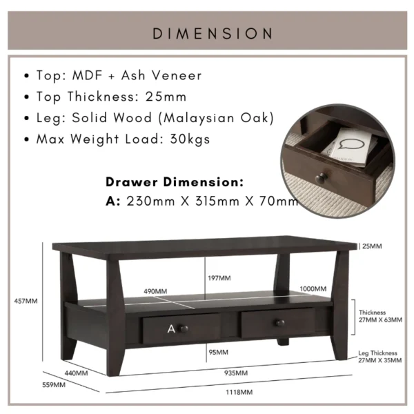 my-11134207-7r991-lodokqvsxkz2cc.webp GASTON Coffee Table With Drawer L111.8cm W55.9cm H45.7cm