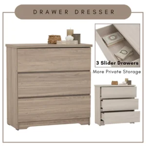DUBLIN 3 Drawer Dresser L80cm W39.5cm H83cm