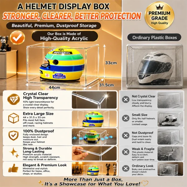 Transparent Helmet Display Storage Box L44cm W31.5cm H33cm
