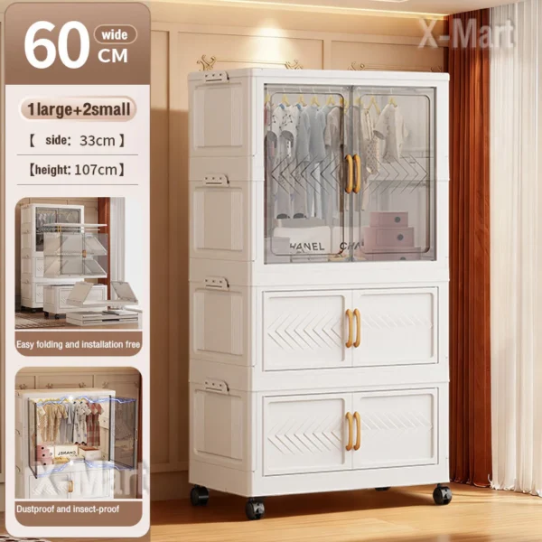 Foldable Wardrobe Storage Cabinet With Pulley